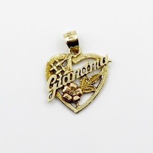 14k Solid Gold #1 Grandma Heart Pendant 1.5cm 1.3g
